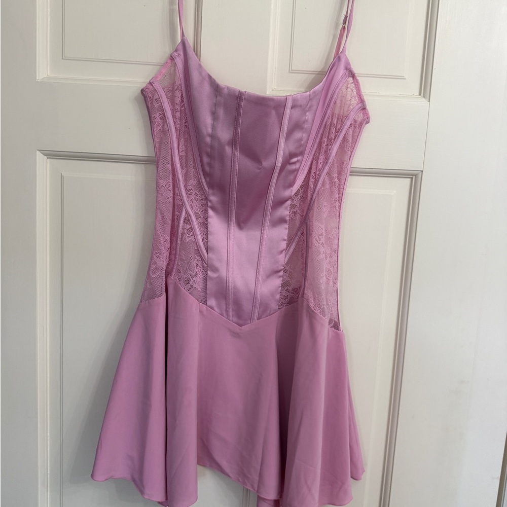 Oh Polly Blush Satin Dress